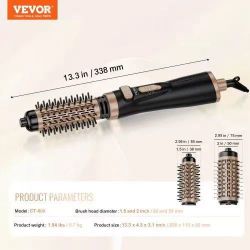 33# Rotating Hair Dryer Brush, Ionic Hot Air Styling Brush with 1.5" and 2" Ceramic Coated Head, 4 in 1 Hair Dryer Styler and Volumizer, 3-Temp Blow D