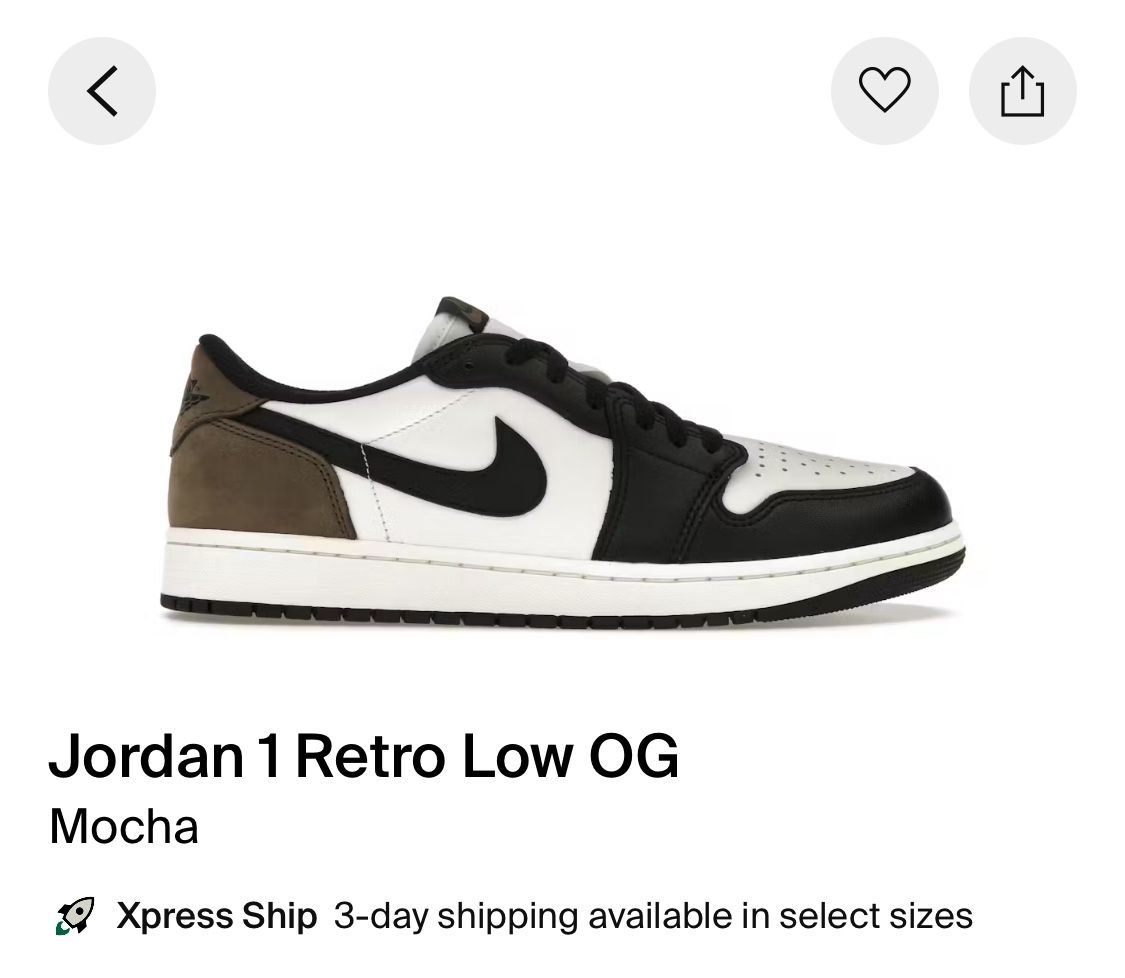 Nike Air Jordan 1 Low Mocha Size 9.5 Men’s