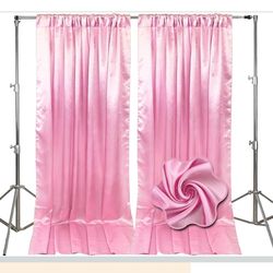 10x8ft silk satin pink backdrop panels  new 2 panels