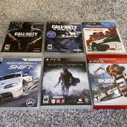 Six Empty PS3 Game Cases