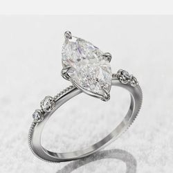 Cubic Zircon Ring 💍 Siver Plated/ With Gift Box( Size 8