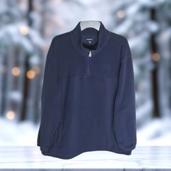 Croft & Barrow Navy Partial Zip Pullover Sweatshirt w Tightening Cords Men Size 2XB