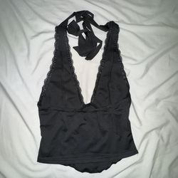 Black Lace Halter Top Size M