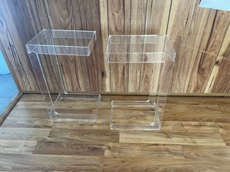 Two clear night stand / end table