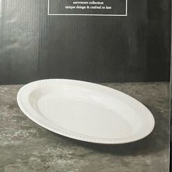 New Stoneware Beaded Oval serving plate