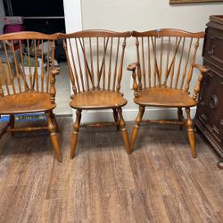 Set Of 3 Antique Wooden Dining Chairs