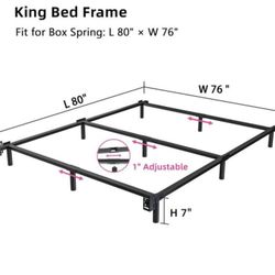 King Queen Full Adjustable Metal Bed Frame 