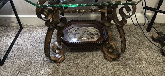 Ornate Glass Top End Tables