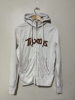 University of Texas Womens Hoodie Size Small Fur Zip Up Hoodie White