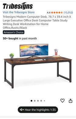 Tribesigns Modern Computer Desk — 78.7” x 39.4” (XL Executive Size)