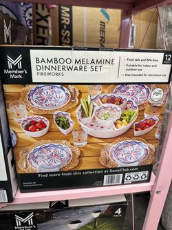 Member's Mark Bamboo Melamine Dinnerware Set – Fireworks 12pc