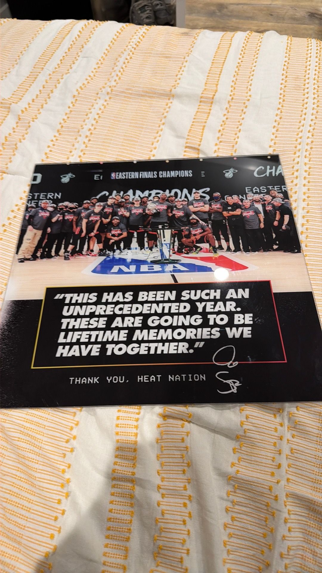 Erik Spoelstra autographed Ball and Autographed Glass poster