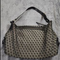 Dooney & Bourke Black and Gray Monogrammed Shoulder Bag