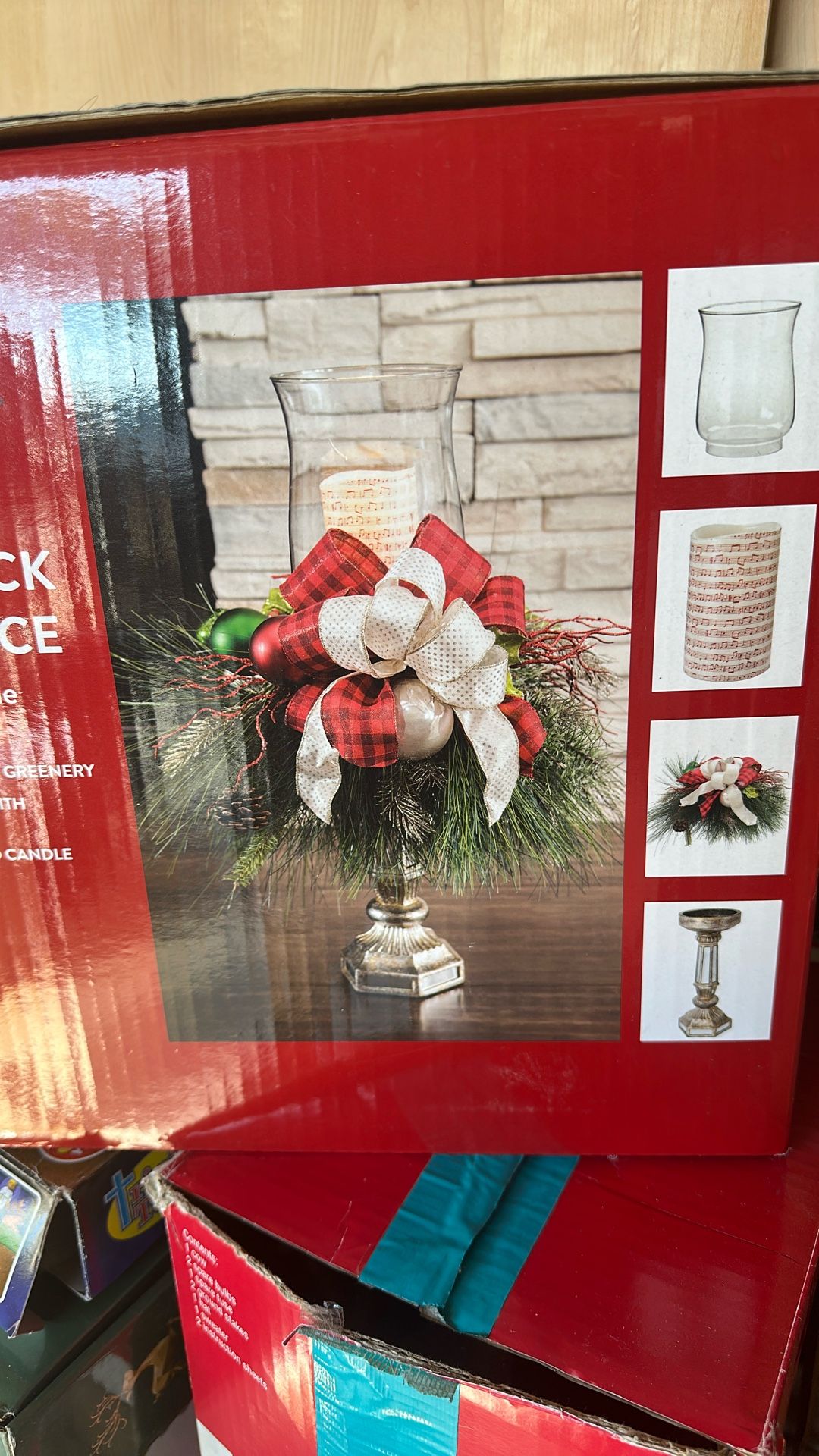 Holiday Candlestick Centerpiece With LED candle New