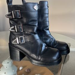7.5 US Black HARLEY-DAVIDSON LEATHER BOOTS