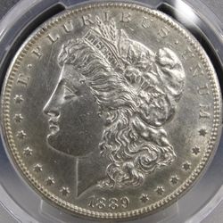 1889 CC Morgan Silver Dollar Au Detail
