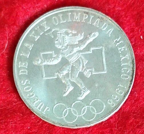 1968 Mexican Mexico Aztec Calendar Olympics Silver Coin