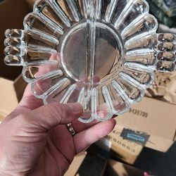 Vintage Heisey Clear Glass Small Divided Bowl Crystolite Pattern