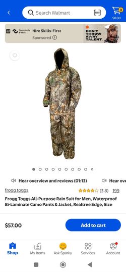 Frogg Toggs Camo Top & Bottom (Mens Small Size)