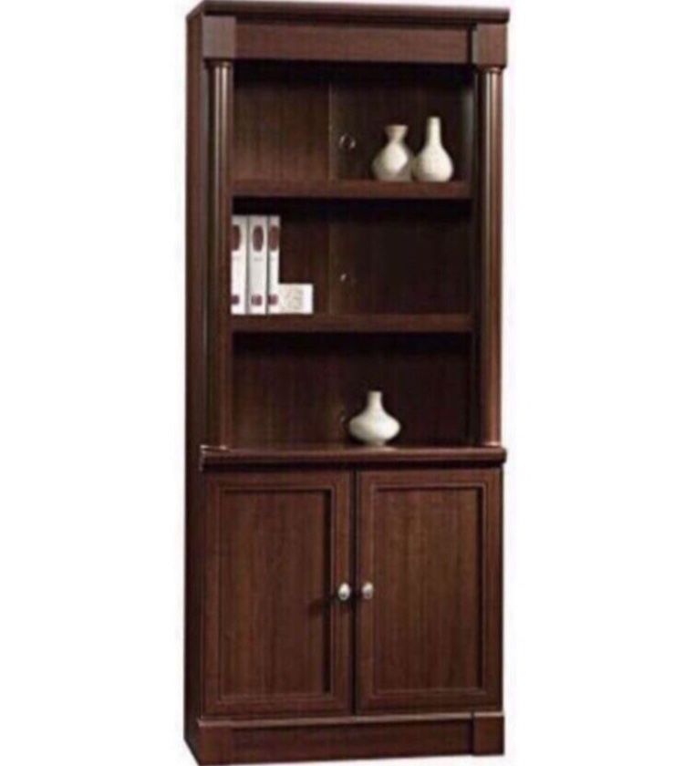 Sauder Palladia Library with Doors Select Cherry finish
