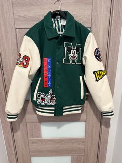 Disney Costco Mickey Mouse Varsity Bomber Jacket Green