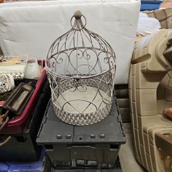 Antique Wire Bird Cage- Wedding Card Collector- Flip Top 