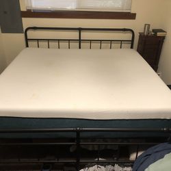 King Size Bed Frame With Free Memory Foam Mattress