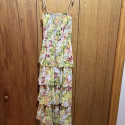 Nordstrom Socialite Floral Print Smocked Tiered Maxi Dress