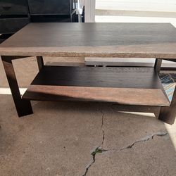 Wood Coffee Table for Living Room, 39 Rectangular Coffee Table with 2-Tier Storage Shelf, Rustic Center Table for Living Room/Apartment/Home Office, 2