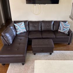 Brown Leather Couch 