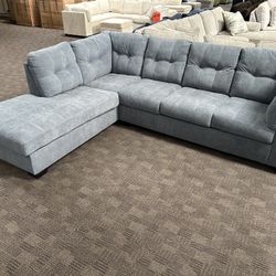 Black Friday Special!!! Tufted Gray/blue Sectional Sofa 