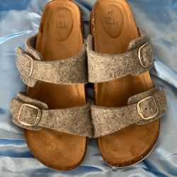 Gray Fleece Slides