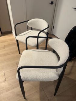 Set of 2 Modern Boucle Accent Dining Chairs