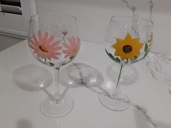 Hand painted wine glasses $5