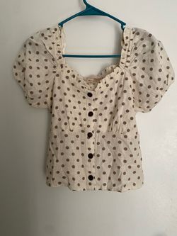 Monteau Los Angeles linen blend Polka Dot Crop Top size-M