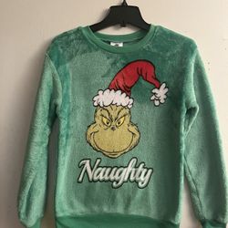 The  Grinch “Naughty” Pullover Fleece Sweatshirt In Green Sz: XS (1)