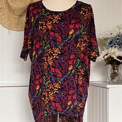 Multicolored And Shortsleeved Hi- Lo Tunic