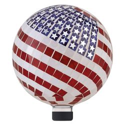 10" Diameter Indoor/Outdoor Glass Mosaic Gazing Globe Yard Decoration, Patriotic Design
