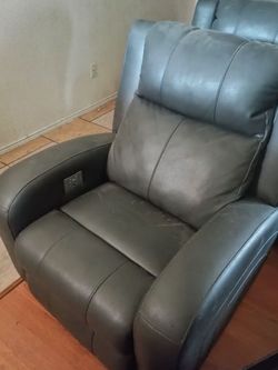 Gray Leather Power Recliner Chair/ Power Recliner Couch/Power Recliner Love Seat