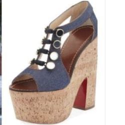 Christian Louboutin Ordonanette shoes 160 Denim Platform Sandals open toe heels