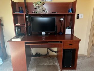 Cherry Wood Computer Desk with Hutch