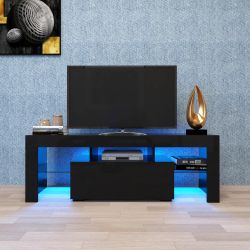 Vetra Modern LED RGB TV Stand for Gaming Consoles Black