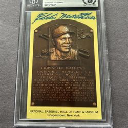 Eddie Mathews HOF Plaque Postcard w/ On Car Auto. Negotiable 