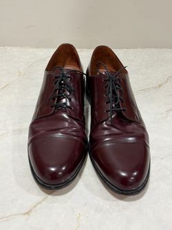 Men's Burgundy Leather Cap-Toe Oxford Dress Shoes