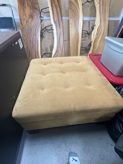 Ottoman with storage (Square Tan Suede)