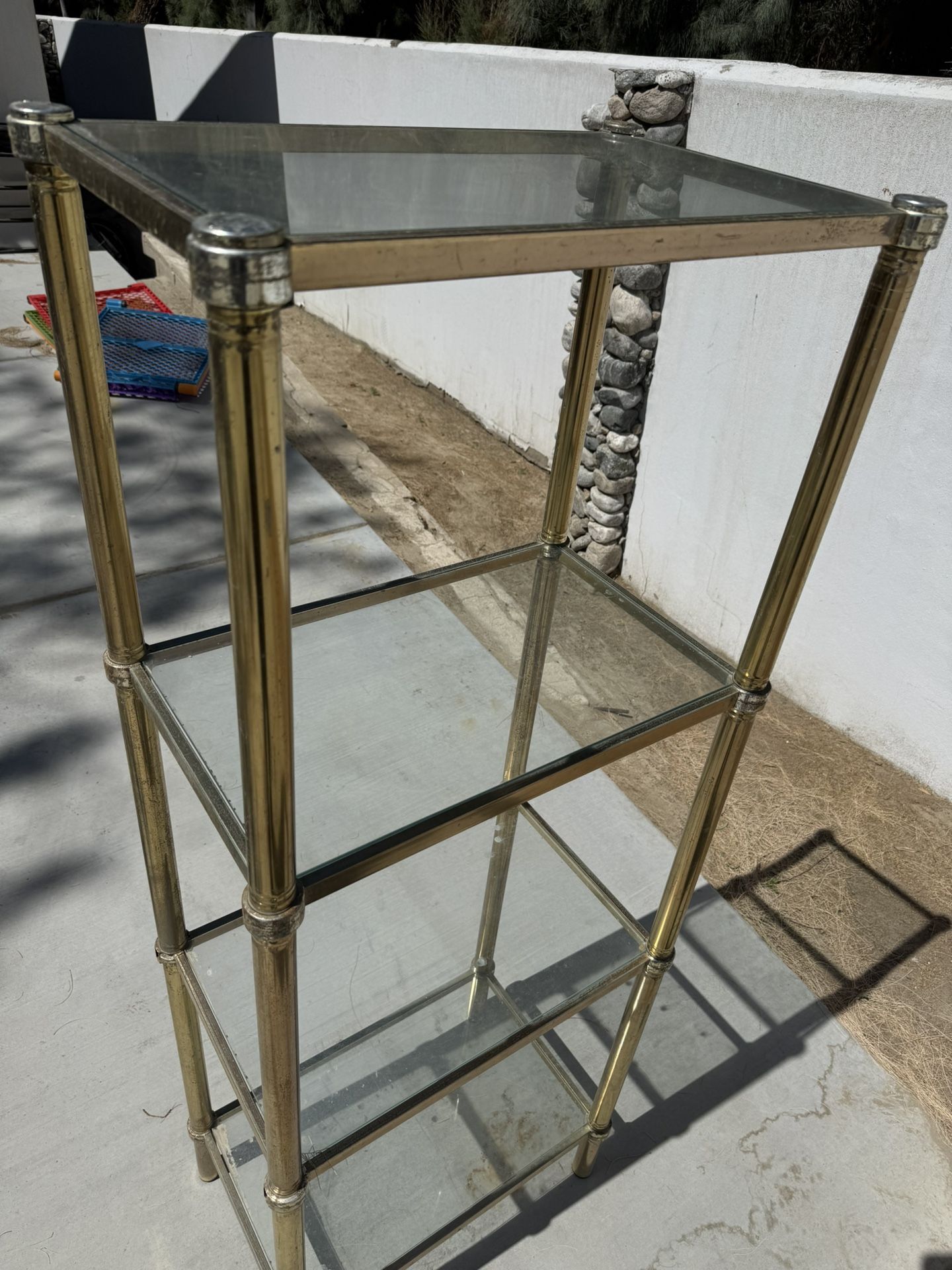 Brass Shelves With Glass