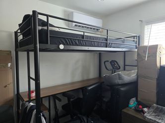 Twin Size Bed with Desk and Shelves