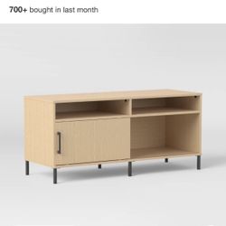 Mixed Material Storage TV Stand for TVs up to 54" with Sliding Doors Natural - Room Essentials™