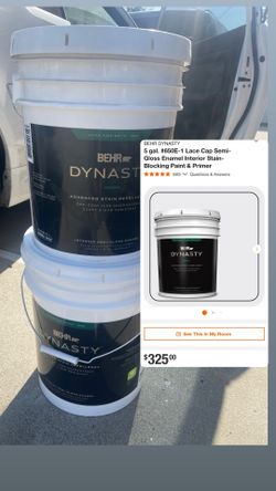 BEHR DYNASTY 5 gal. #650E-1 Lace Cap Semi-Gloss Enamel Interior Stain-Blocking Paint & Primer