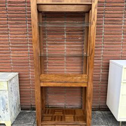 Oak Veneer Shelf With Glass Shelves 